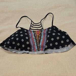 Women's Black and Multicolor Strappy Top